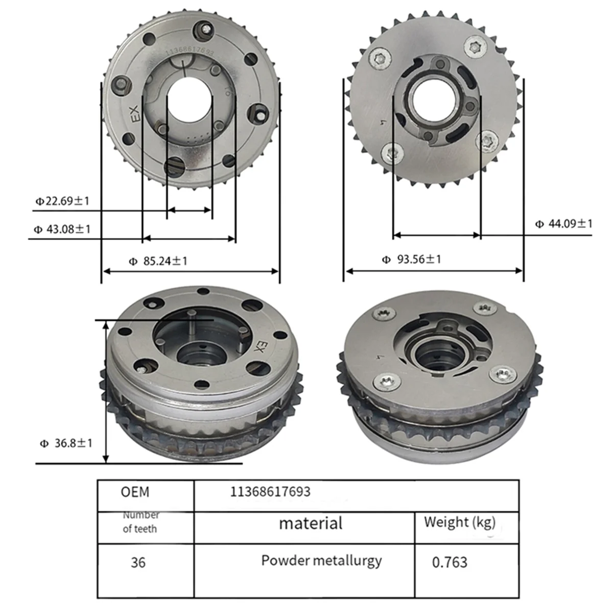 Automotive Timing Gear Phase Adjuster Camshaft Sprocket 11368617693 for BMW F31 F34 F33 F32 F20 F46 X1 X1 X3 MINI F54