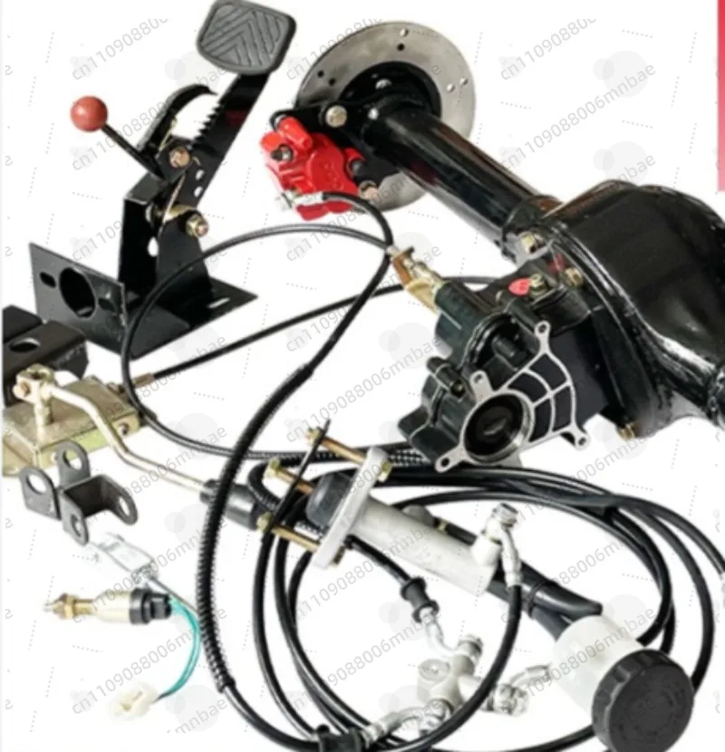 Electric tricycle assembly integrated differential package split tooth package power motor disc brake rear axle modification