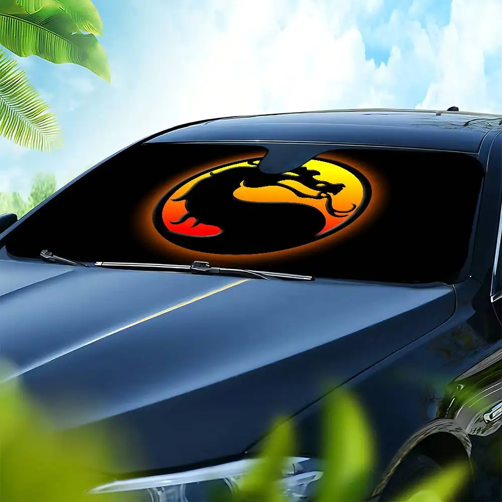 M-Mortal K-KombatS LOGO سيارة الشمس الظل نافذة أمامية ظلة لمعظم سيارات السيدان SUV كتل ماكس الأشعة فوق البنفسجية إبقاء سيارتك باردة