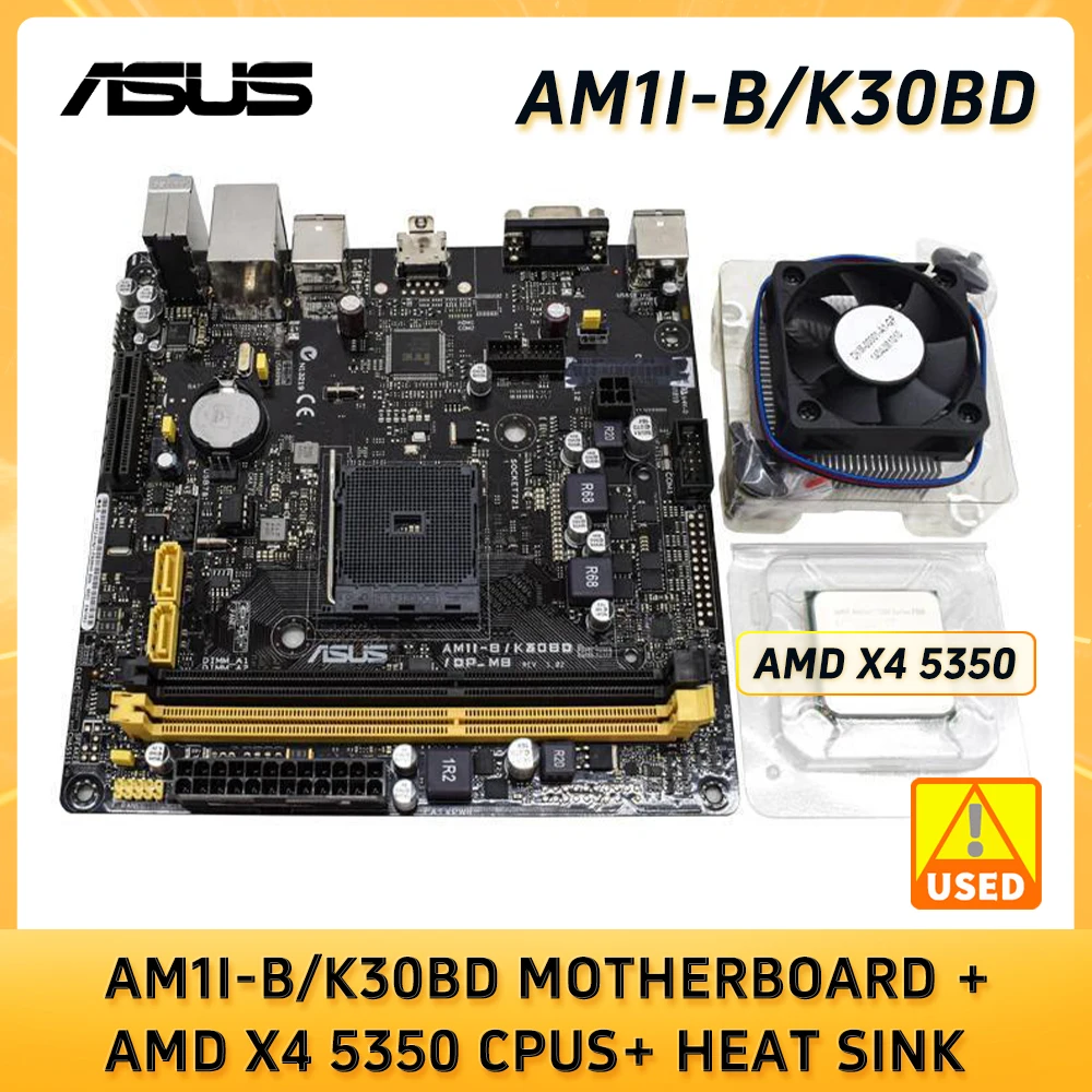 ASUS AM1I MINI ITX Motherboards AM1I-B/K30BD Motherboard + AMD X4 5350 CPUs + Heat Sink DDR3 USB 3.0