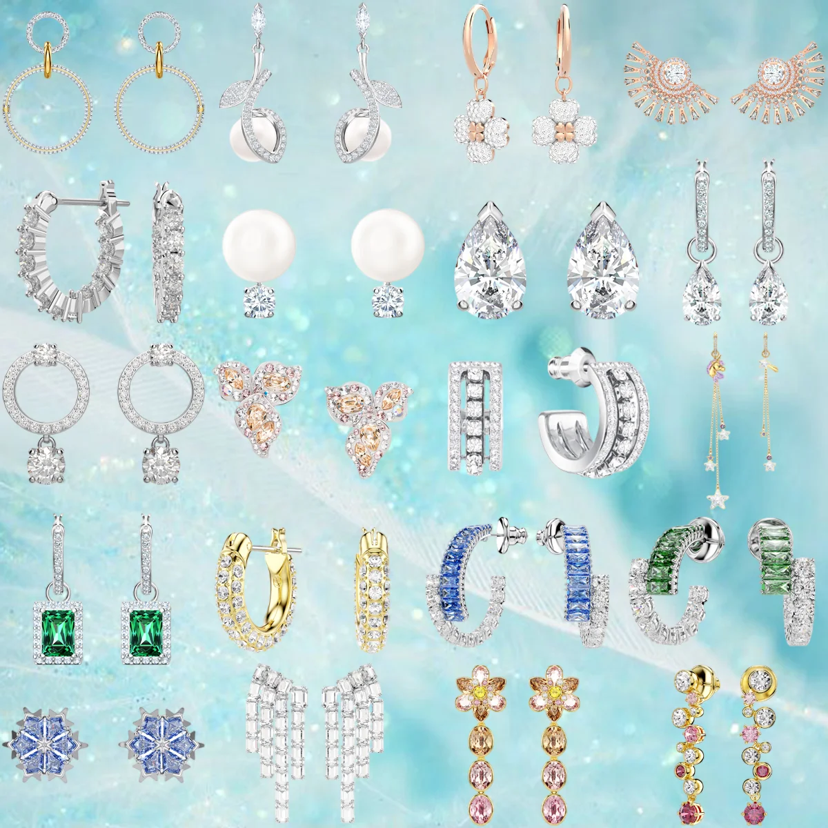 

Assorted Women's Fashion Earrings with Crystal, Pearl, Hoop, Drop & Unique Designs for Party & Daily Accessory