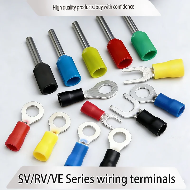 

50Pcs PVC Insulated Copper Cold Pressed Terminals | SV/RV/VE Series Cable Sleeves for Electrical Wiring