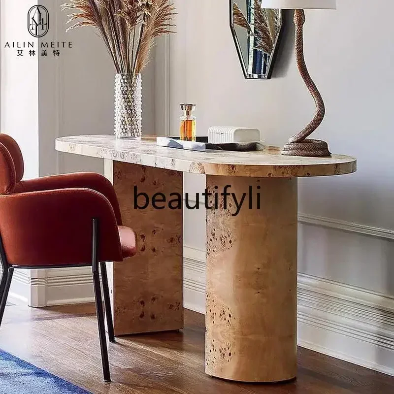 

Medieval style creative solid wood desk designer minimalist study high-end light luxury deskQQQ