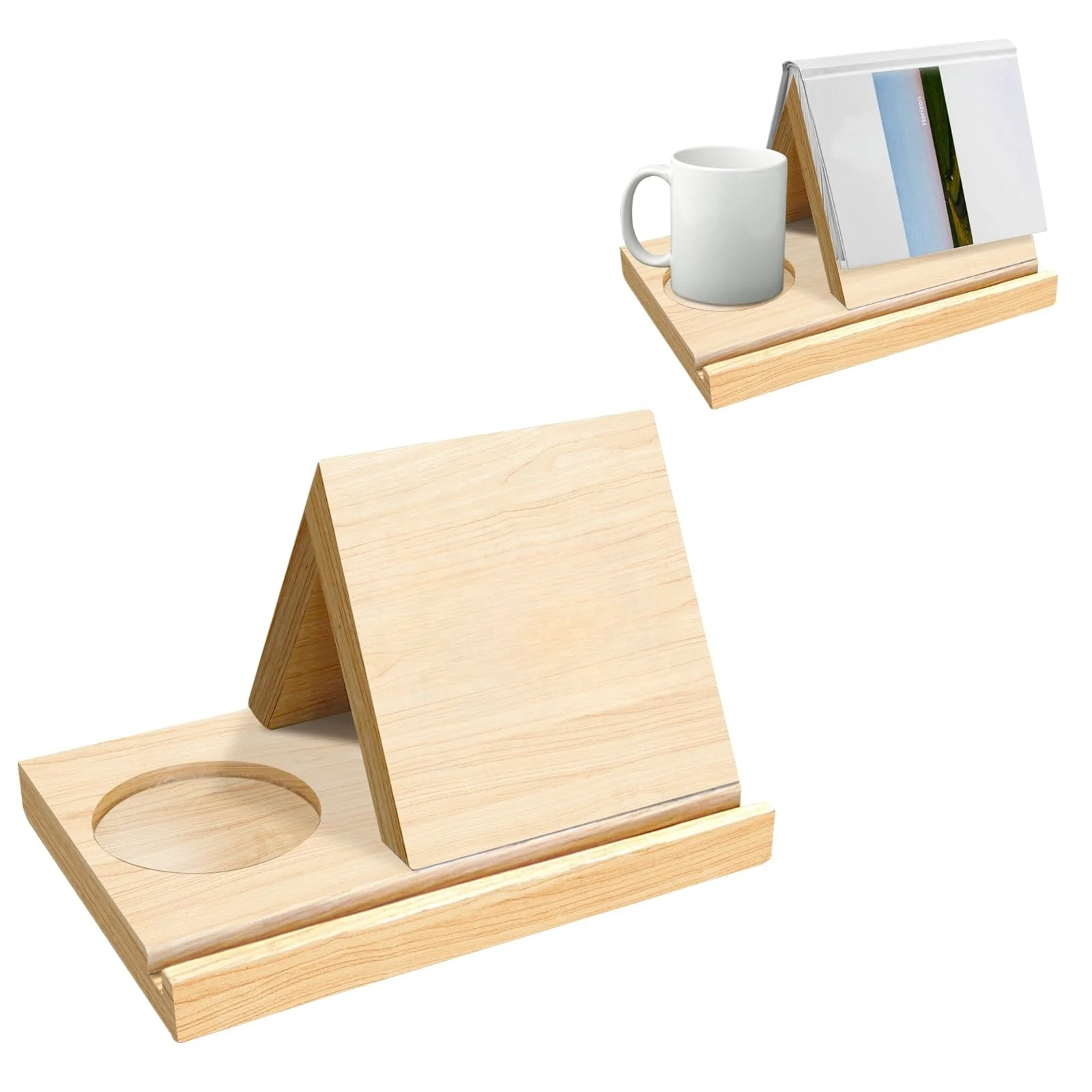 Simple BookshelfWholesale Custom Hot Selling Wooden Multi Functional Book Reading Rest With Drink Triangle Book Stand Holder
