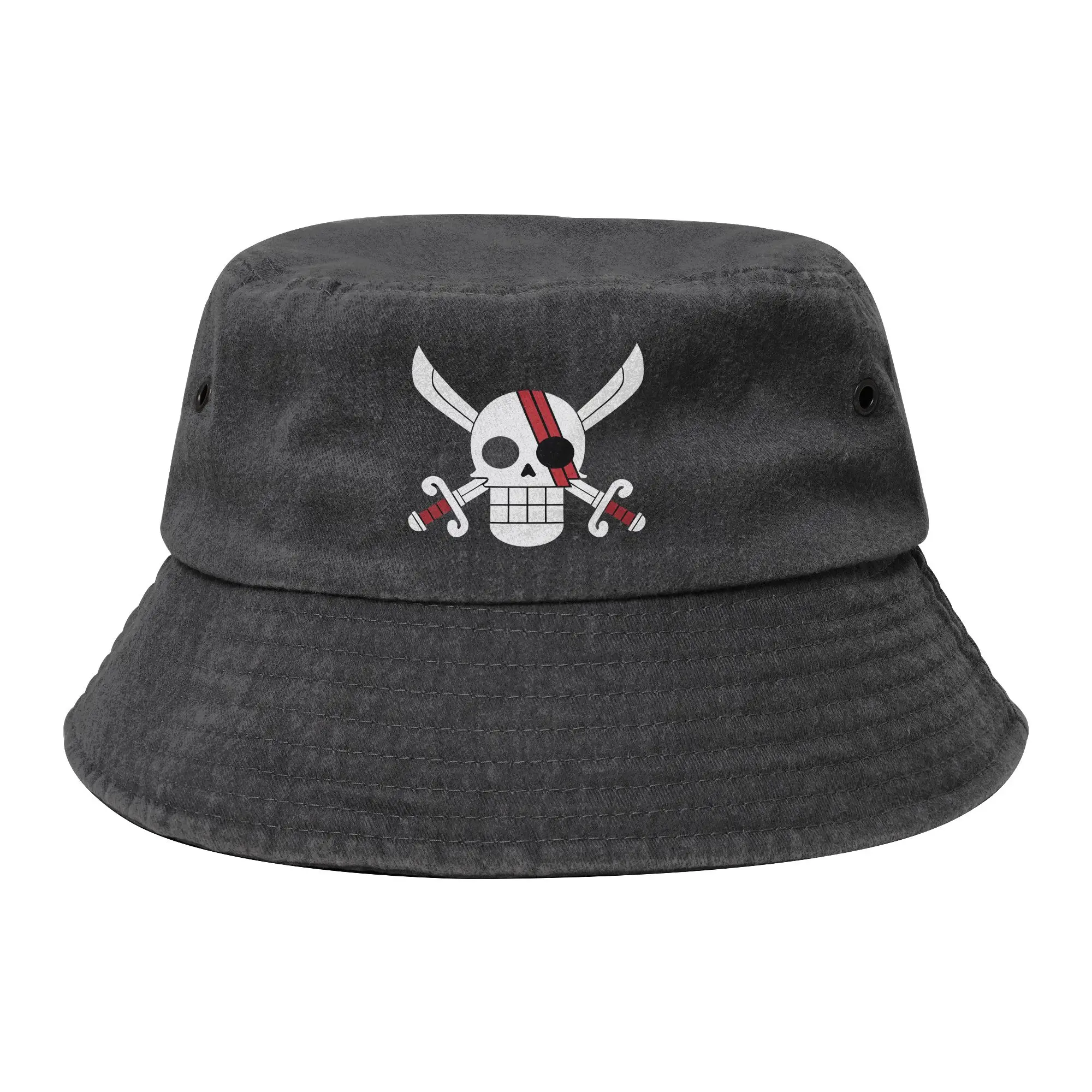 Teen Distressed Washed Bucket Hats Shanks One Piece Flag  Sport Fisherman Caps  Bob Gift Idea