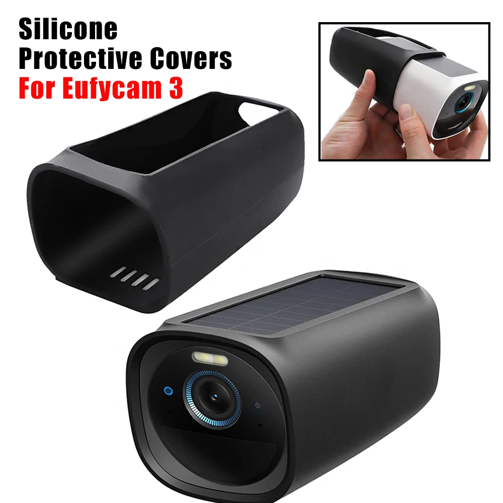 1/2/3Pcs Silicone Case For EufyCam 3 Protective Cover Outdoor UV-Resistant Waterproof Protective Case For EufyCam 3 Camera