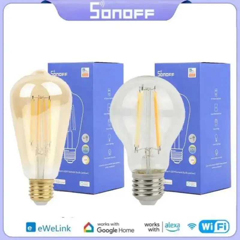 

Умная лампа SONOFF Wi-Fi 7 Вт E27 B02F-ST64 B02-F-A60, светодиодная лампа для экономии энергии, совместимая с приложением Google Home Alexa eWelink