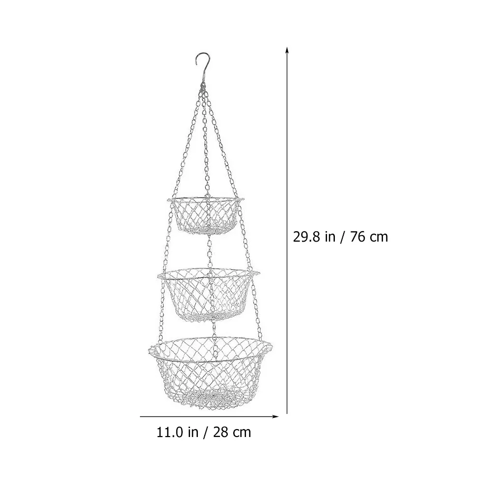 European Style Fruit Basket Hanging Storage Baskets for Kitchen 3 Tier Fruits Base Portable Iron Vegetables Shopping Ballast