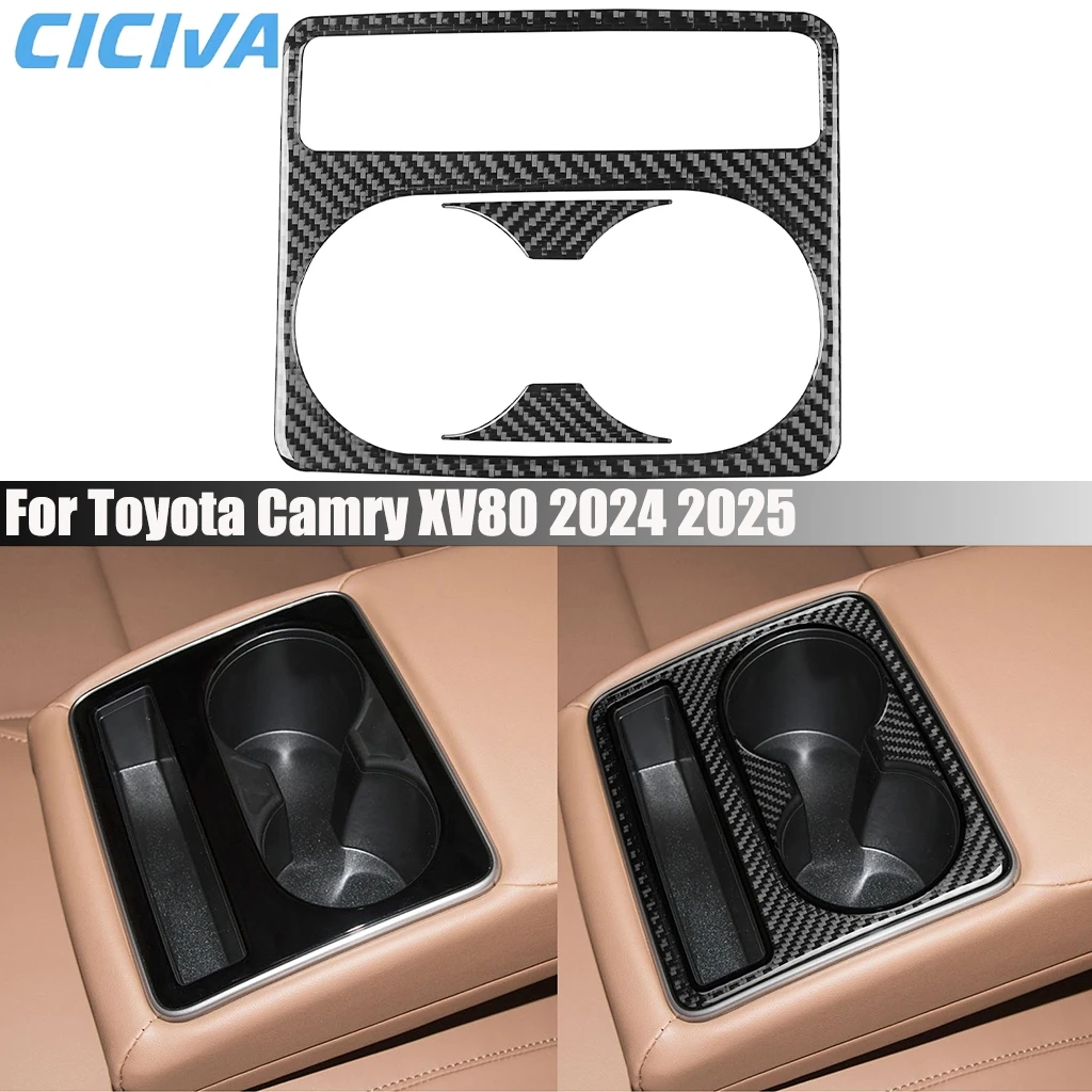 

Carbon Fiber Car Accessories Rear Cup Holder Decorative Interior Cover Trim Modified Sticker For Toyota Camry XV80 2024 2025