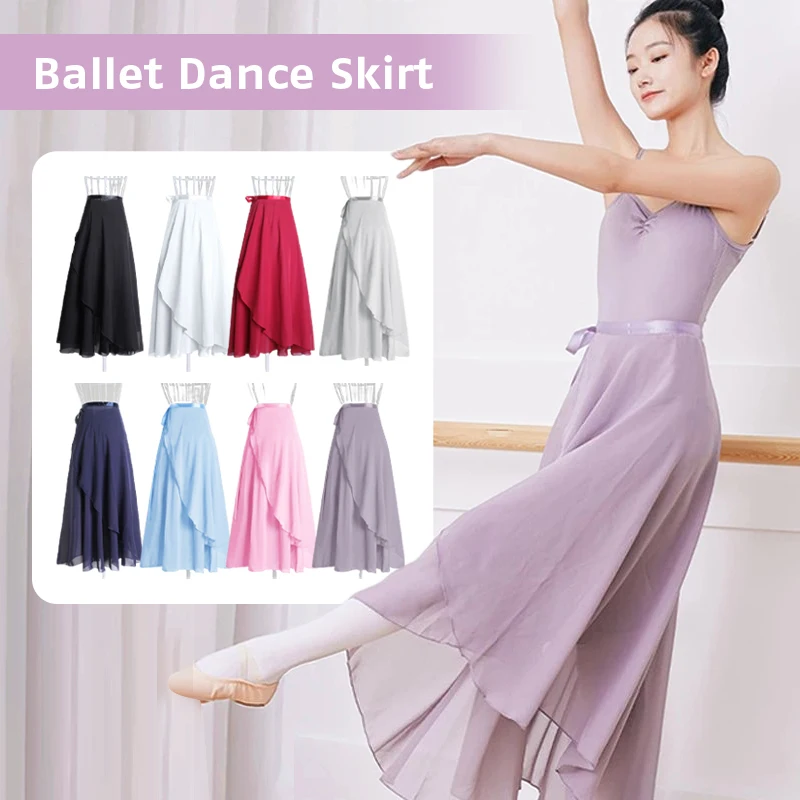 Ballet Skirt Women Lace Chiffon Dance Skirt Tutu Ballet Dance Skirts  Dancing Costumes Adult Long Ballet Dress