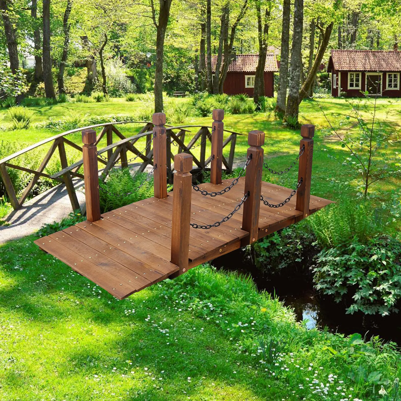 2Sets Garden Bridge Chain Vintage Decorative Outdoor Hanging Chain Heavy Duty for Swings Flower Basket Hanging Garden Guardrail
