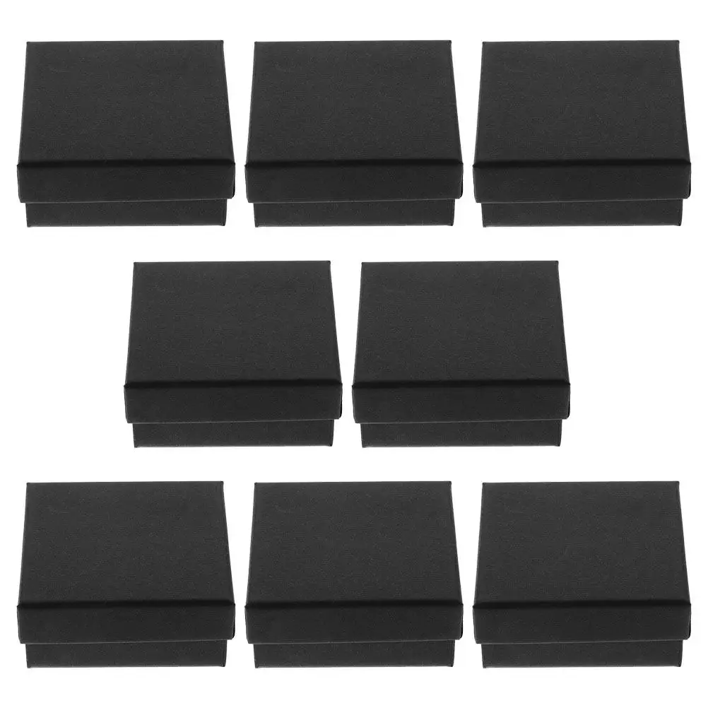 

8Pcs Elegant Black Cardboard Jewelry Box Square Sponge Filled Storage Case for Travel Home Business Jewelry Organization