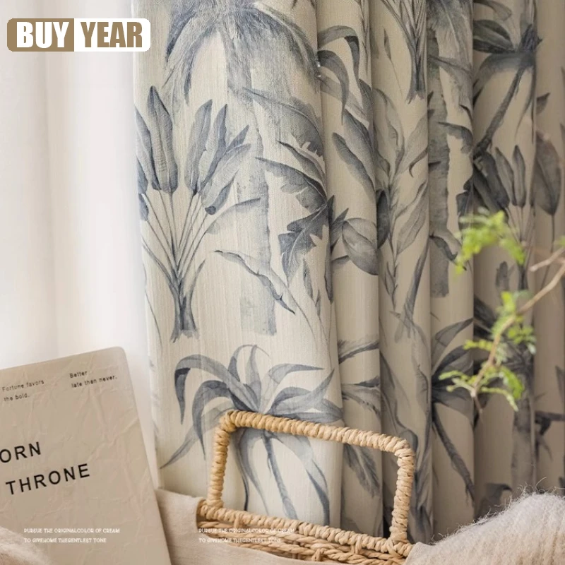 New French Curtains Blackout for Living Dining Room Bedroom High Sense Retro Light Luxury Romantic Thickened Printed Chenille