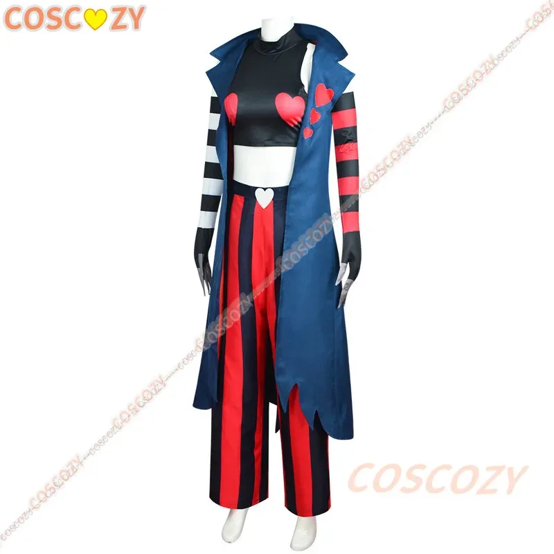 2025 22 Anime Hazbin disfraz de terciopelo uniforme Cosplay Hotel moda icono Sexy rayas rojas y negras mujer fiesta de Halloween Cosp