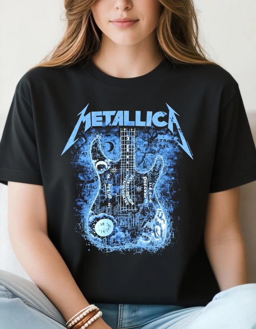 T-shirt Uomo/Unisex Metallica Band Grafica Moda Estate 2026 Girocollo 100% Cotone Manica Corta Y2K Oversize