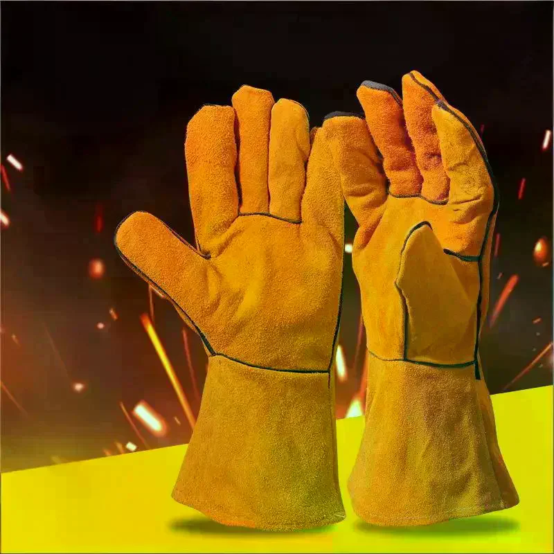 Flame-retardant Welding Work Gloves Heat-proof Metal Welding Protector Yellow Gloves Soldering Welding Gloves Tools