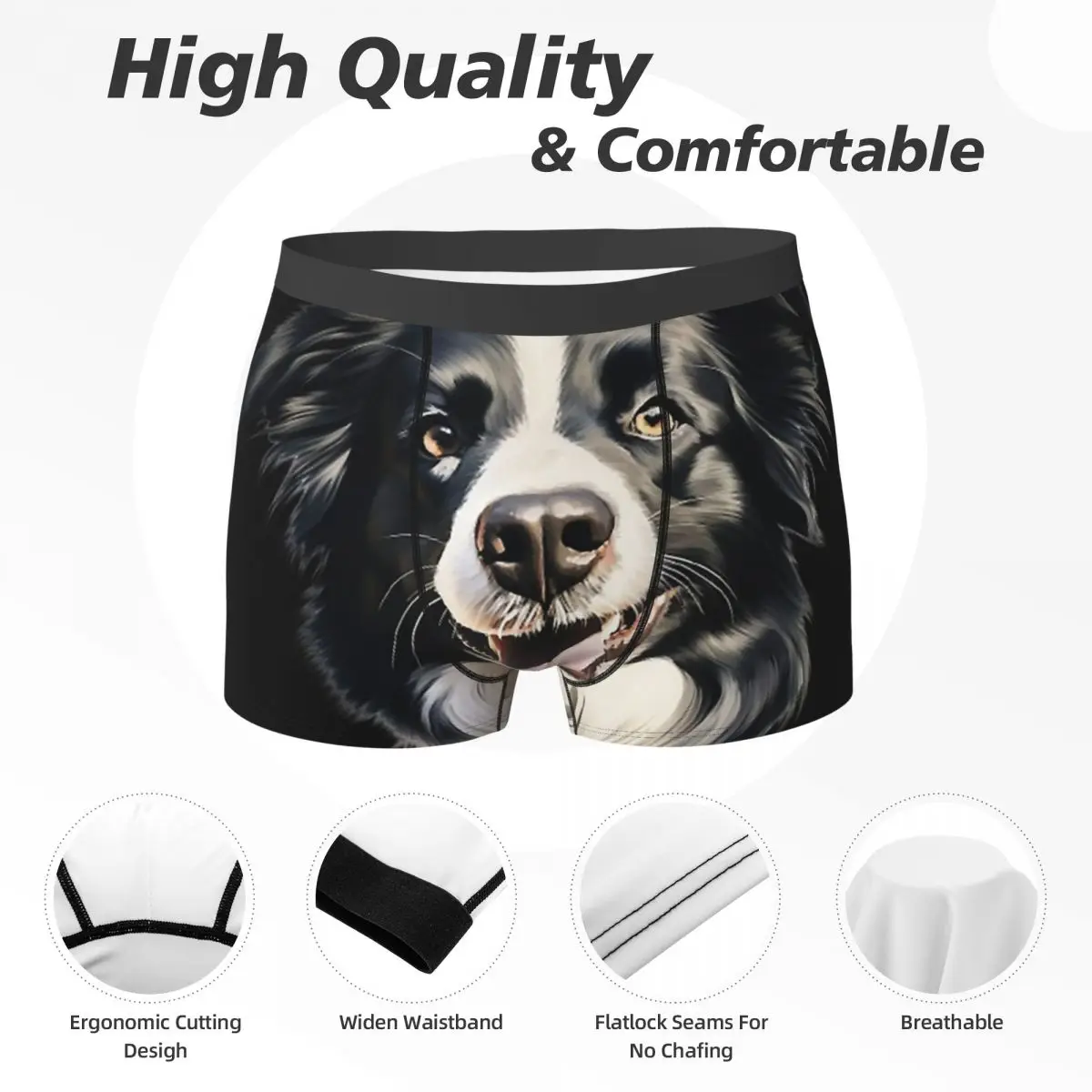 Calções Boxer para Homens, Calcinhas Collie, Roupa Interior Ventilada Masculina, Presente de Namorado, Cuecas