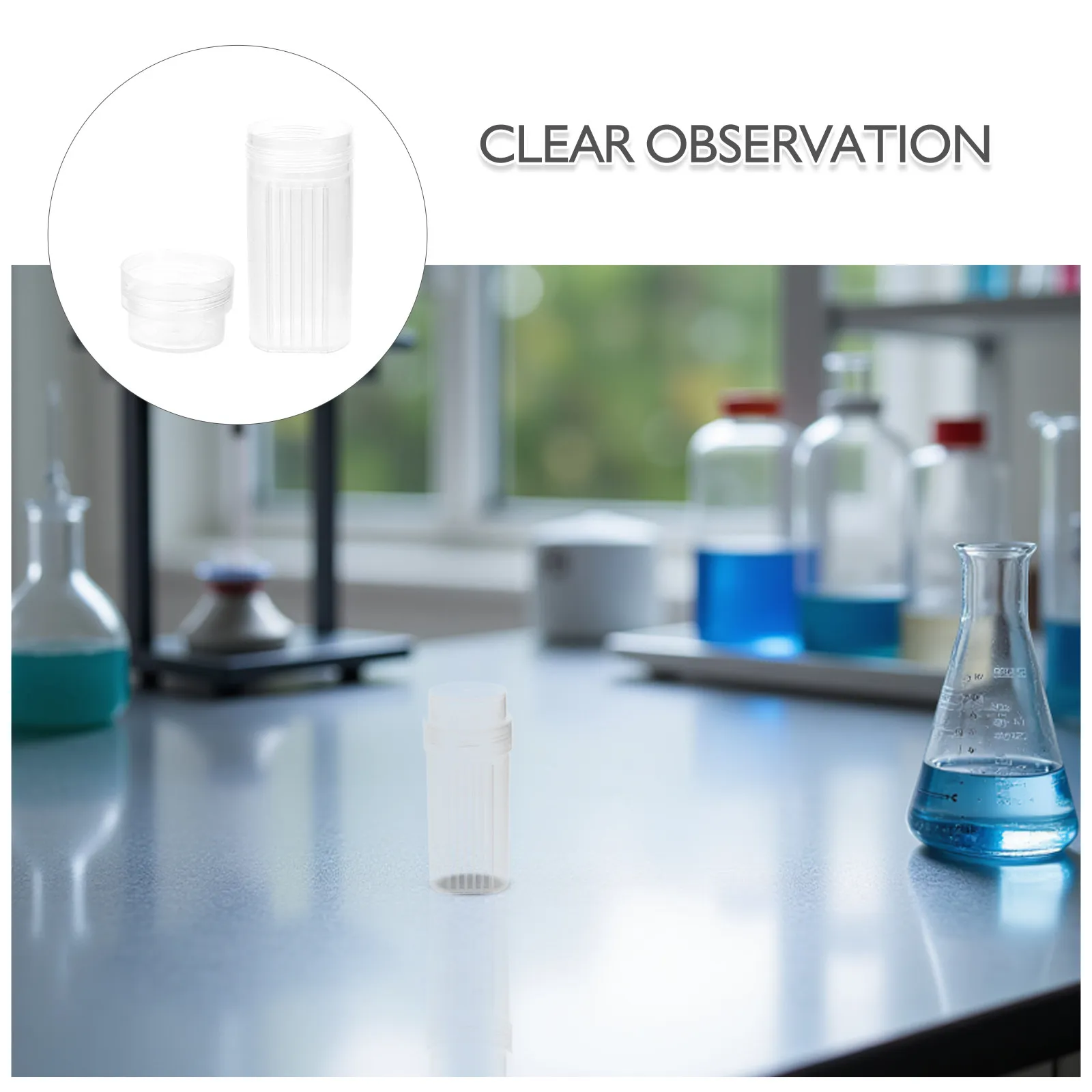 8Pcs Glass Slide Staining Jar Clear Lab Sample Vial Round Coplin Jar Ground Stopper Container for Chemical Liquid Storage