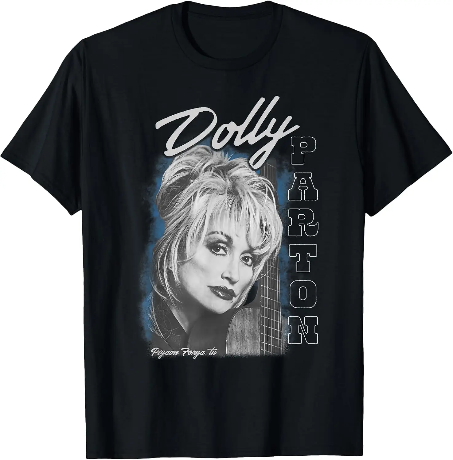 Pigeon Forge TN Portrait Of Dolly & Her Guitar T-Shirt Breathable, heavyweight pure cotton short-sleeve top—stylish, plus-size, and suitable for year-round wear with a sporty, casual vibe