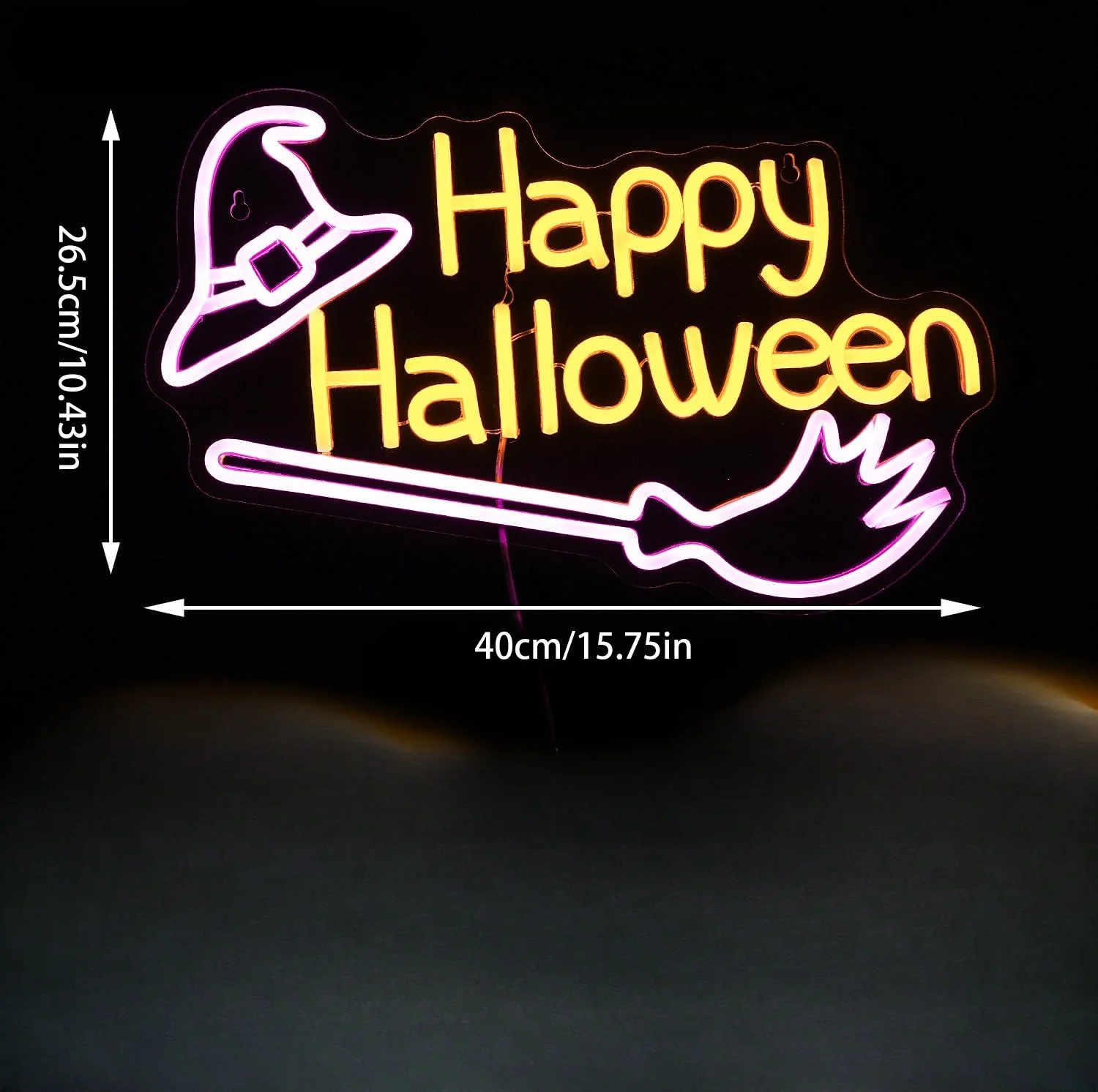 Happy Halloween Neon Sign Dimmable Led Witch Hat Neon Lights For Halloween Decorations Home Spooky Party Room