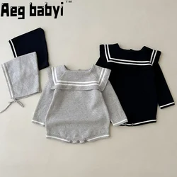 Baby Clothes Infant Boy Girls Romper Autumn Sailor Collar Long Sleeve Infant Girl Knit Bodysuit Baby Jumpsuit Baby Clothing