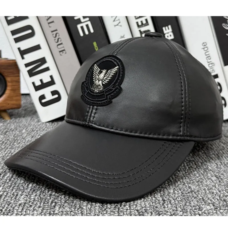 

Кепка из натуральной кожи, новая осенне-зимняя индивидуальная теплая бейсболка из овчины для мужчин, шляпа для гольфа, кепка Snapback, мужские кожаные шапки