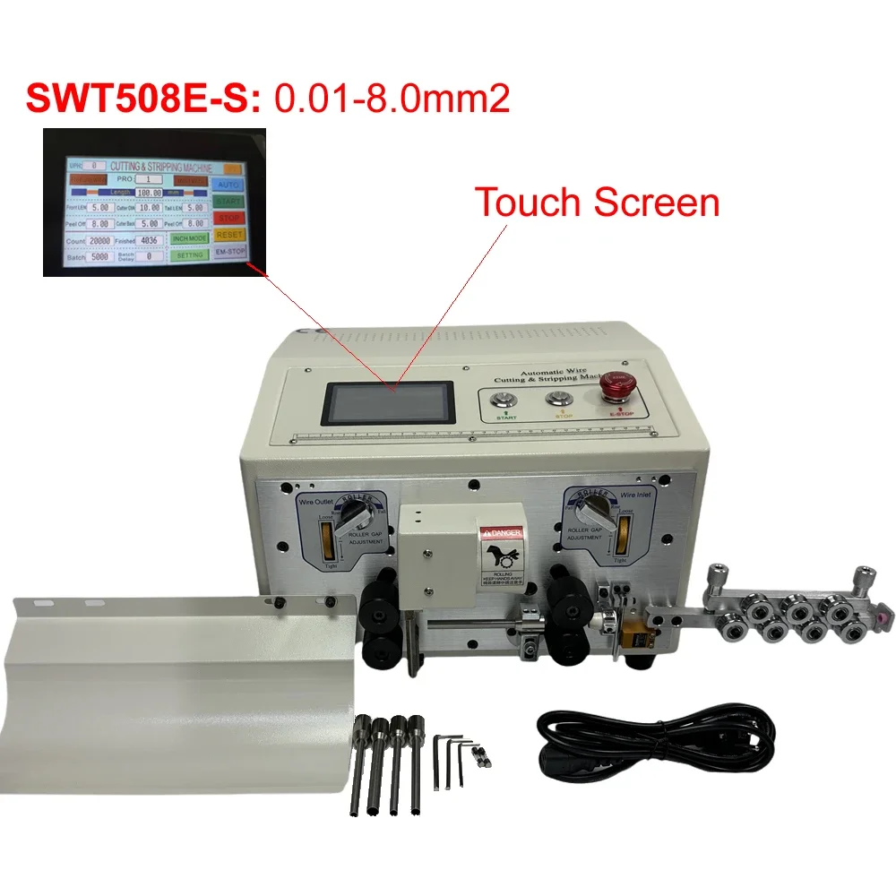 0.1-8.0mm2 SWT508E Automatic Adjustable Wire Stripping Cutting Machine Touch Screen Computer Cable Peeling Cutter Stripper