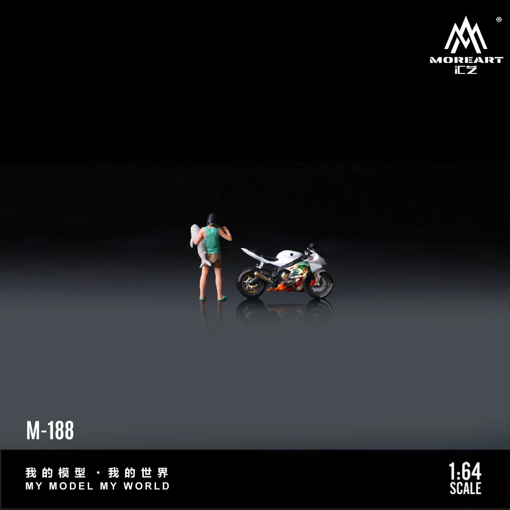 MoreArt 1:64 R6 Joker Motorcycle Figure Motorcycle Girl Resin Model, Miniature Scene Decoration Gift&Display