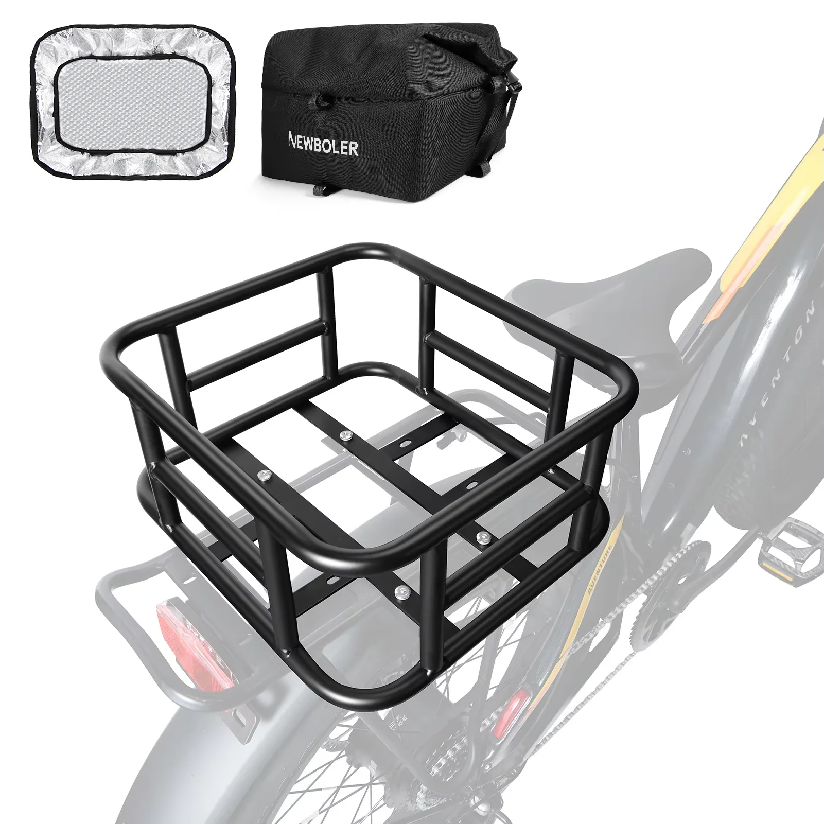 AliExpress NEWBOLER E-Bike Cargo Rack Bag Iron Large Capacity Bike Basket Rear Rack Bike Baskets for Outdoor