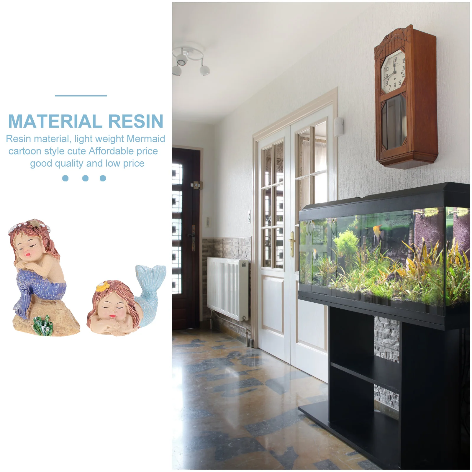 

2Pcs Mermaid Sculptures Resin Craft Decor Aquarium Decoration Tabletop Ornament Mermaid Fish Tank Landscaping