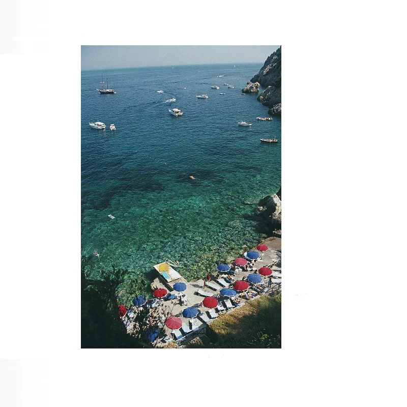 Slim Aarons, View From Il Pellicano 1991, Print Art Canvas Poster,Living Room , Home Wall Decor Picture