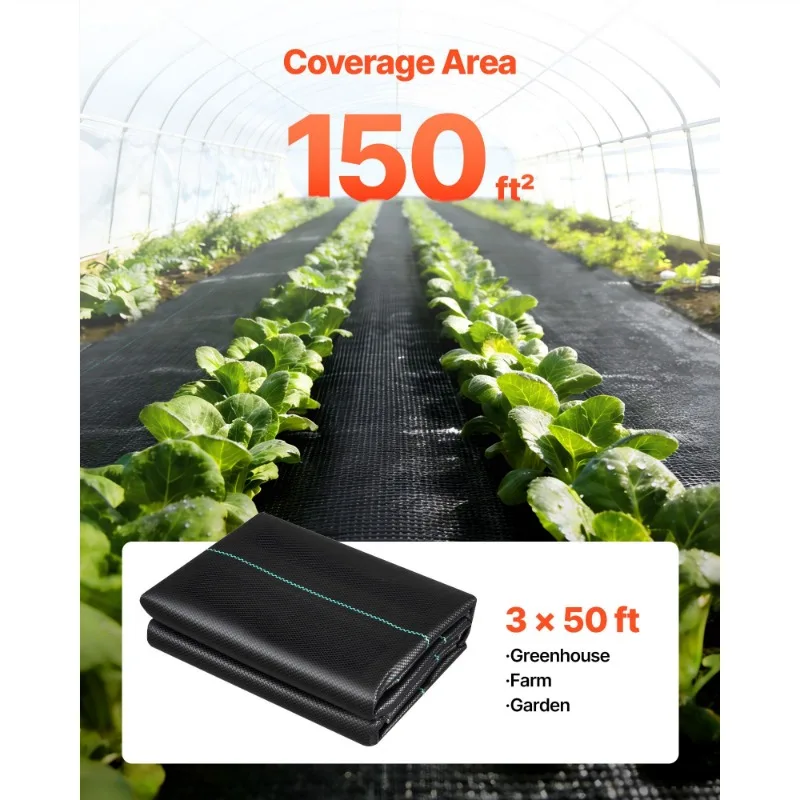 2 Packs 3x50FT 3.2oz Weed Blocker Fabric,Weed Barrier Fabric Heavy Duty,  Woven Landscape Fabrics, Garden Fabrics Weeds Barrier, Weeds Control Ground Cover, Geotextile Webbing For Yard Farm Vegetable Plot Weed Prevention Gardening Maintenance