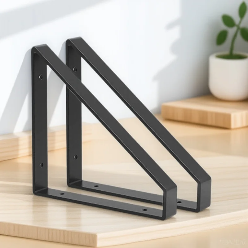 

2pcs Heavy Duty Triangle Brackets Iron Shelving Supports Wall Mounting DIY Open Storage Display Books Plants Tools Food Items
