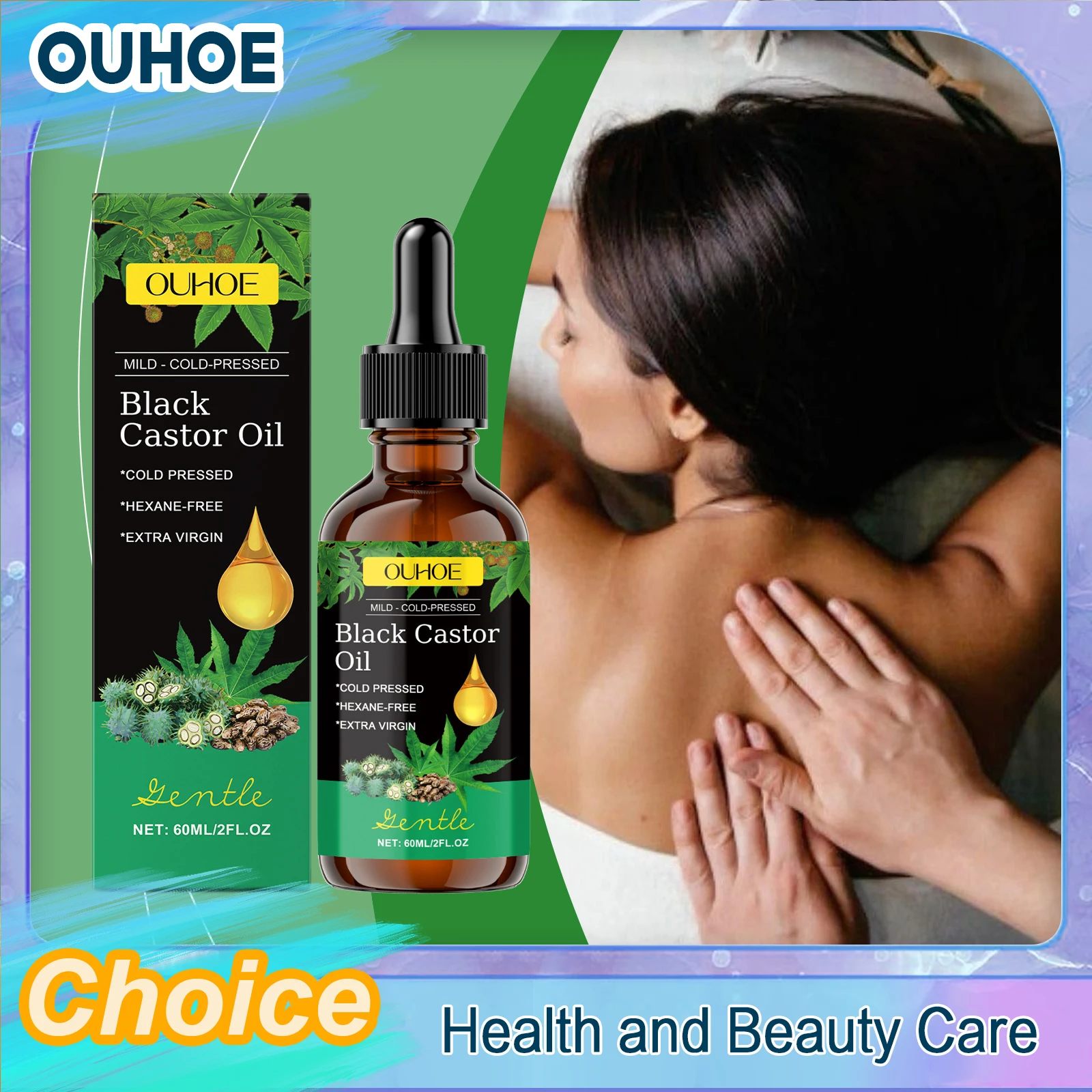 

Cold-Pressed Black Castor Oil Lightening Fine Lines Moisturizing Nourish Scalp Facial Rejuvenating Massage Hair Growth Skin Care