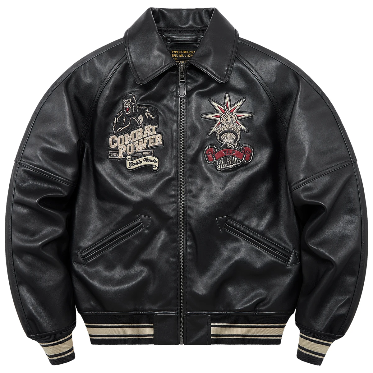 

Мужская утолщенная бейсбольная кожаная куртка с откидным воротником и вышивкой, мотоциклетная куртка, мужская кожаная хлопковая куртка в стиле ретро