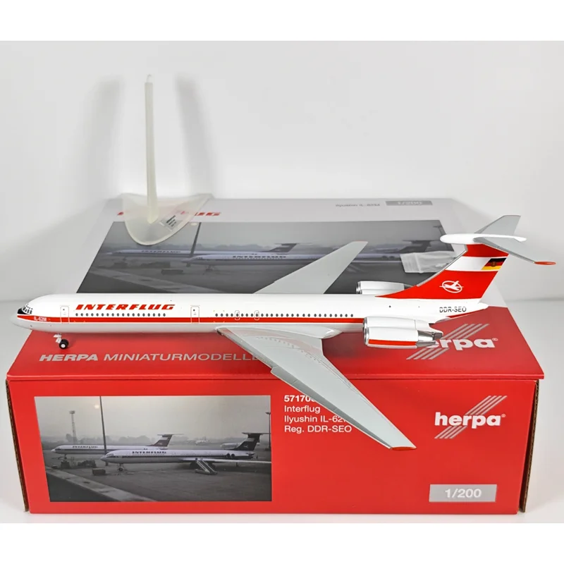 

Herpa Diecast 1/200 Scale 571708-001 East German Air IL-62M DDR-SEO Alloy Aircraft Model Collectible Decorative Gift