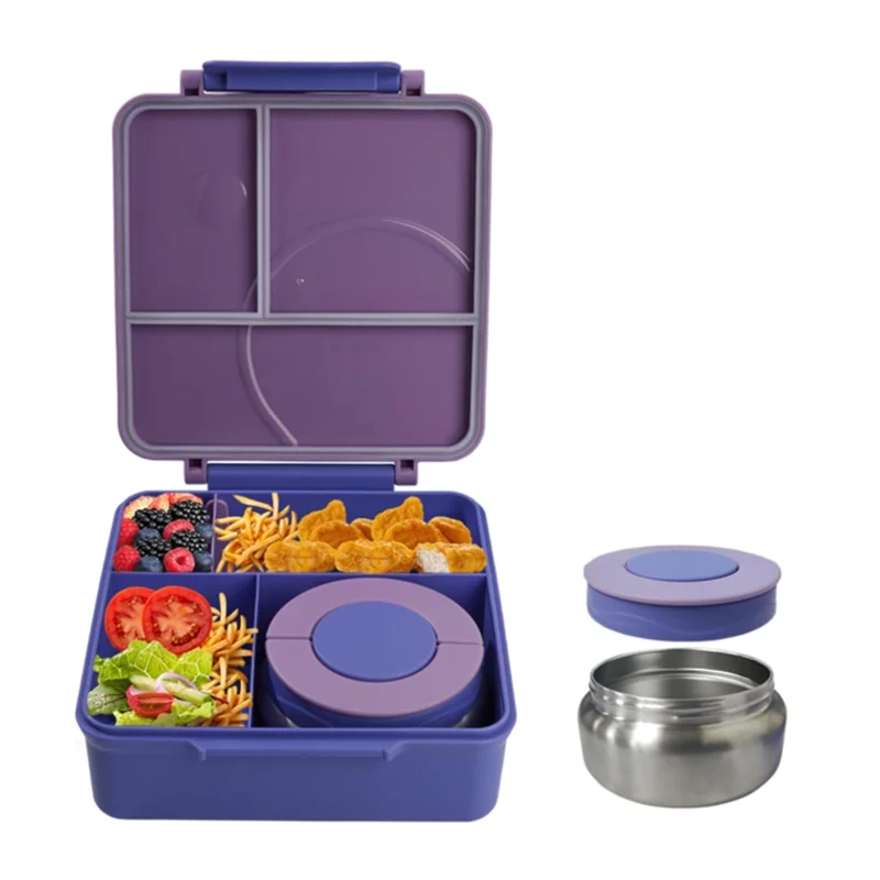 

Ланч-бокс A005 для детей с термоотделением для супа (8 унций), 4 секции, герметичный контейнер для горячих обедов, для школы и путешествий