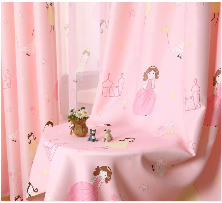

Curtain for Bedroom Partition Door Screen Shutter Custom Size Pink Little Princess Blackout Curtain Cloth Children Cartoon