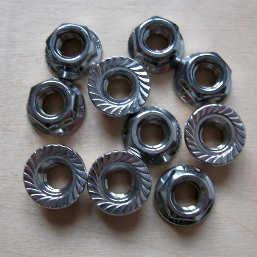 

10pcs 1/2-13 Flange Stainless Steel Lock Nuts For Hexagonal Nut Wet Environments Durable Hexagonal Flange Nuts