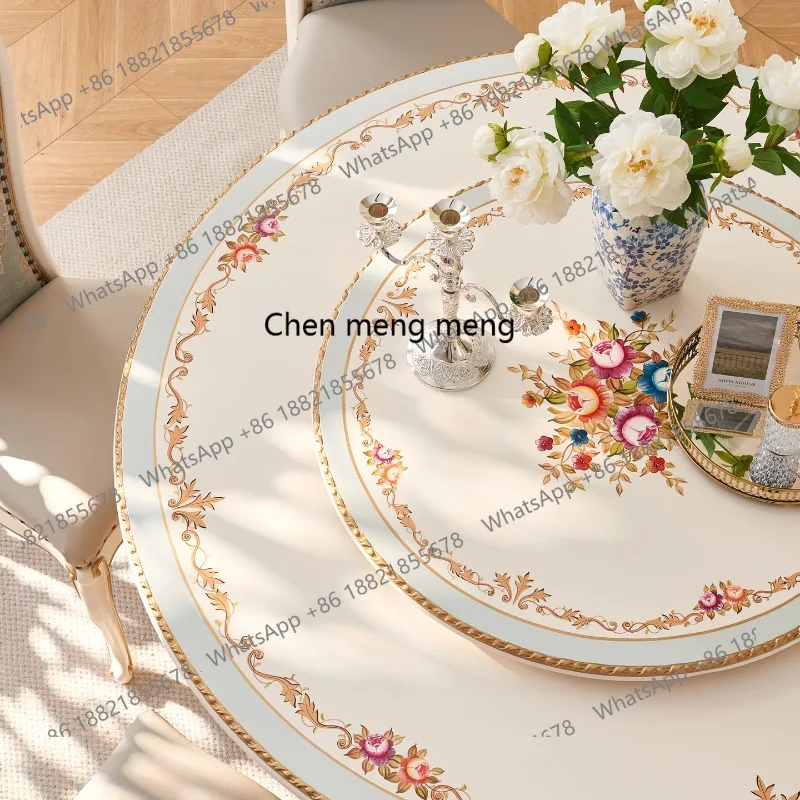 فيلا على طراز الأميرة الفرنسية مصنوعة بالكامل من الخشب الصلب بطول 1.5 متر مع طاولة طعام وكراسي مستديرة مرسومة يدويًا على شكل زهرة #5