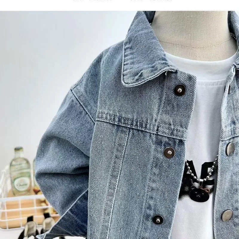 

Boys Spring Autumn Denim Jacket New Fashion Soft Korean Version Children's Clothing Casual Style Coat for Kids
