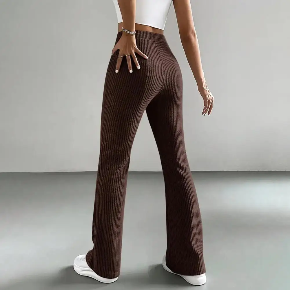 Pantalon décontracté côtelé pour femmes, taille haute, couleur unie, coupe cintrée, pantalon sportif, pantalon de travail confortable, printemps automne