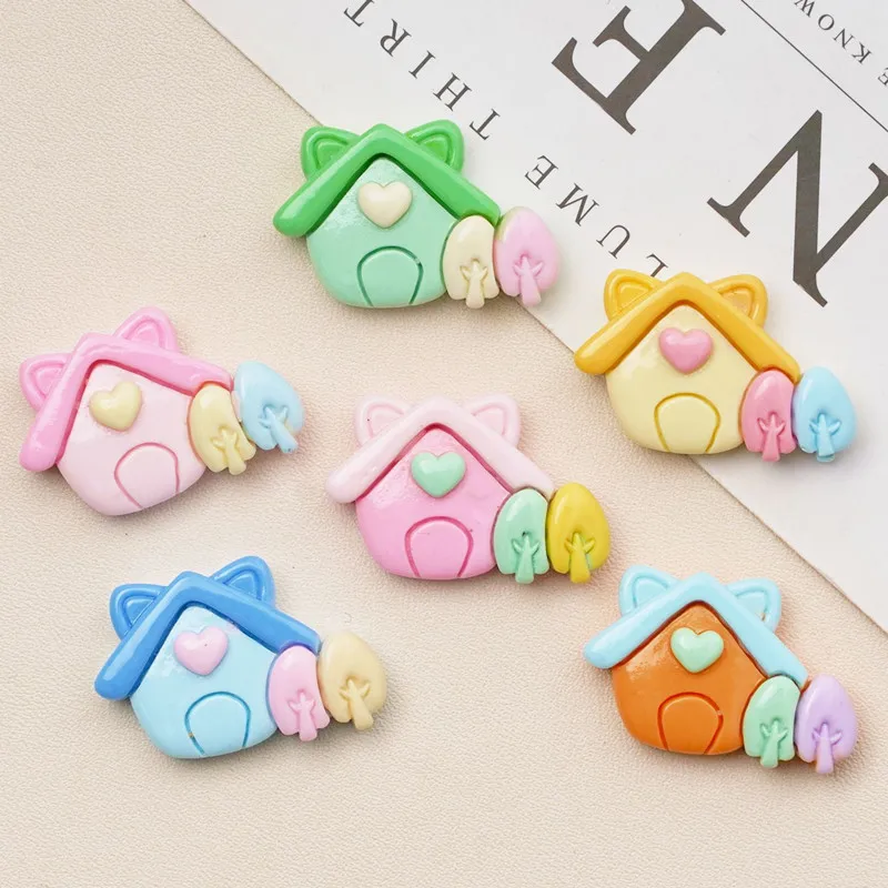 10Pcs Kawaii Cartoon Colour House Resin DIY Shoes Hat Icebox Barrette Mobile Phone Case Scrapbook Cream Glue Flat Back Resin