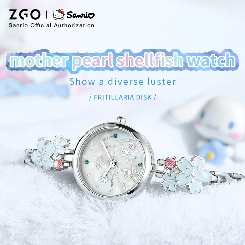 ZGO Sanrio Cinnamoroll Jam Tangan Kuarsa Wanita Bergaya dan Tahan Air Jam Tangan Desain Siswa Hadiah 2106