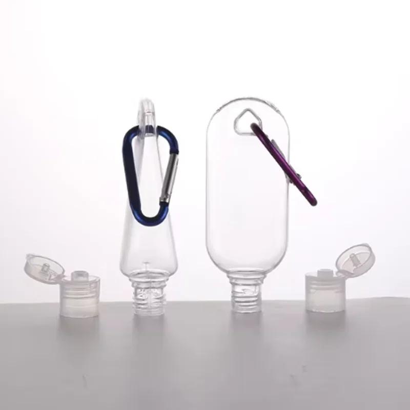 100Pcs 30ml/50ml/60ml Reusable Portable Mini Size Empty Spray Bottle Hand Sanitizer Bottle Travel Small Holder Hook Keychain