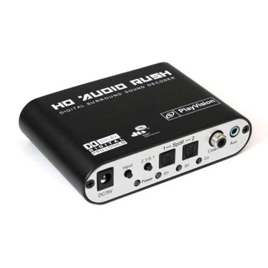 Digital to Analog 5.1 Channel Stereo Audio Converter Optical SPDIF Coaxial AUX 3.5mm Sound Decoder Amplifier-EU Plug