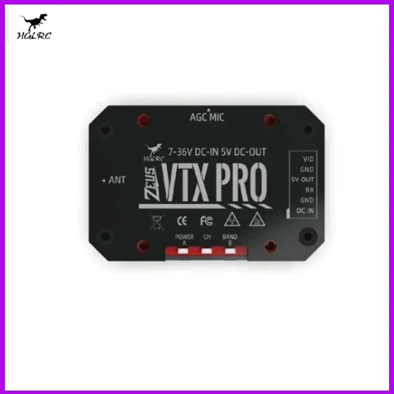 

HGLRC Zeus VTX PRO 1.6W 5.8G Image Transmission 40CH with Microphone PIT/25/400/800/1.6W Adjustable For RC FPV Racing Drones