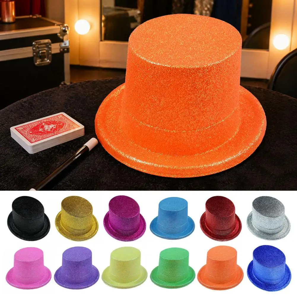Sparkling Glitter Top Hat for Parties Decorative Props for Holiday Displays Shiny Glitter Top Hats for Adults Kids Colorful
