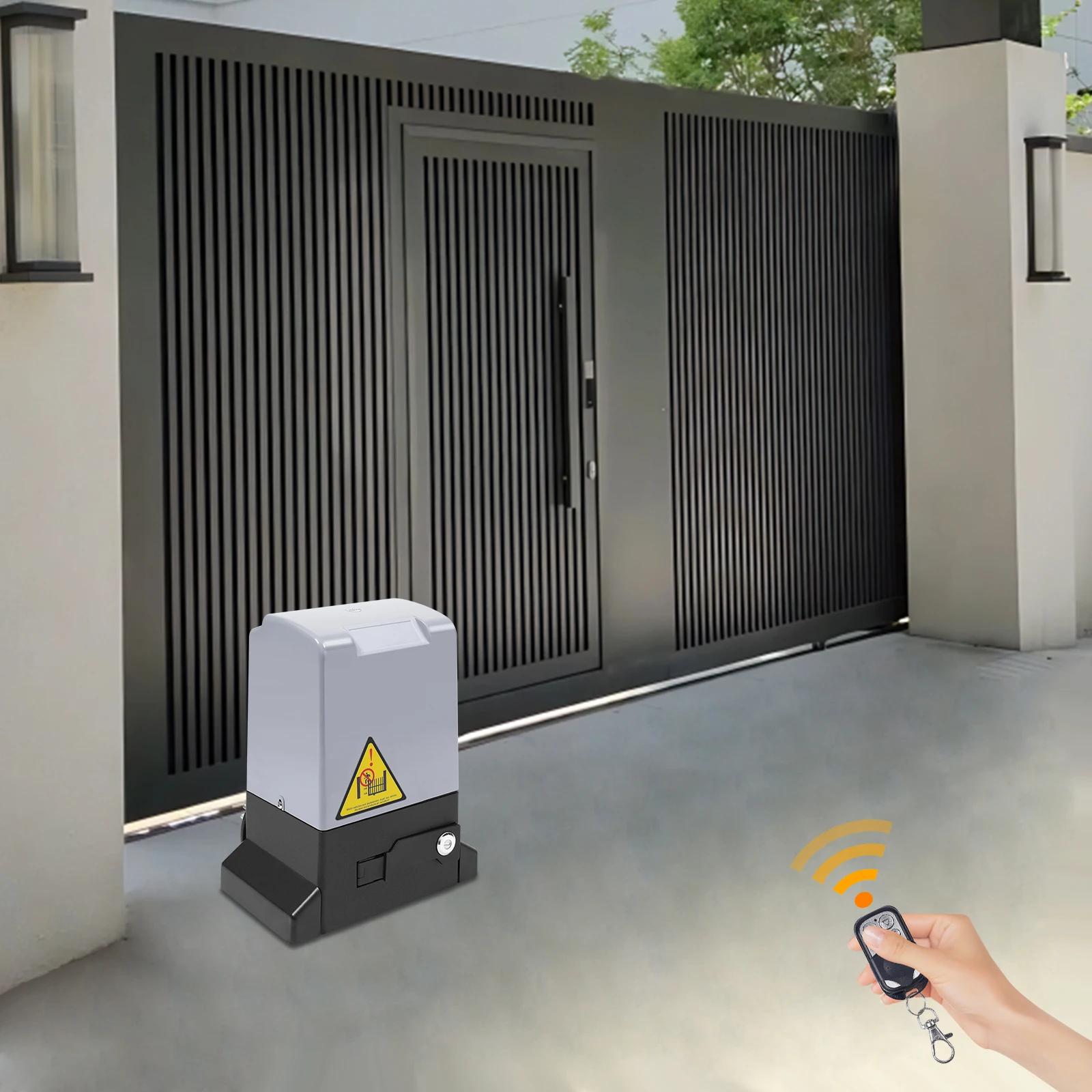 1800kg 750W 110V Motor de abridor de puerta corredera automático gris y negro 50m Control remoto abridor de puerta 3968lbs para puertas correderas