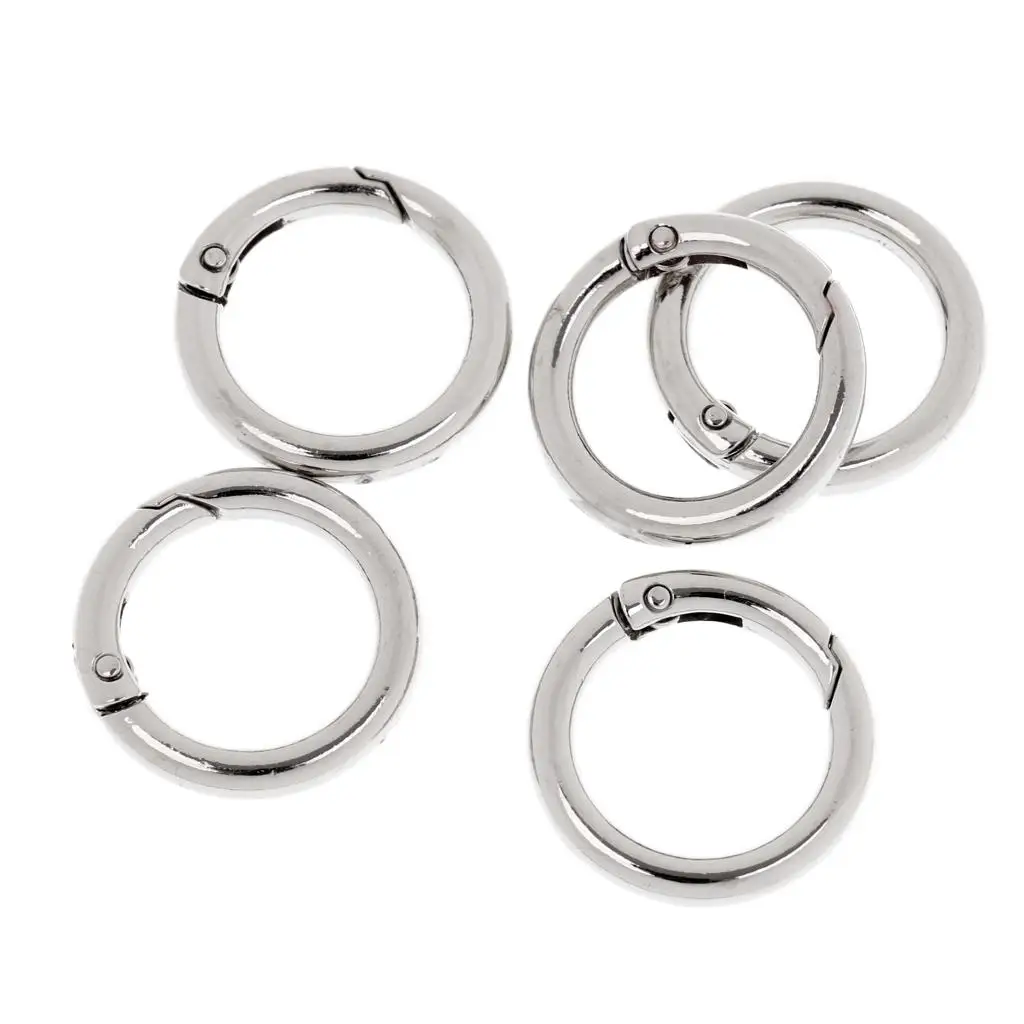 5tlg. Pack porte-clés mousqueton à anneau rond de 20 mm, dimension intérieure